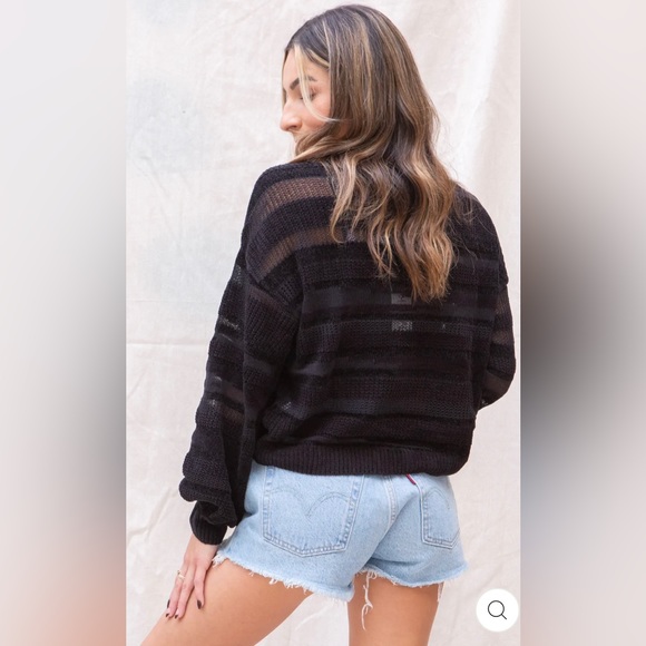 NWOT Minkpink Electric Feels Black Striped Sweater SMALL $45 OBO - Picture 3 of 6